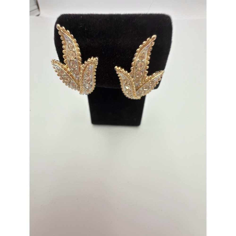 1950s EMMONS Rhinestone tulip two tone earrings